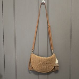Chic Tan Crossbody Bag with Tassel